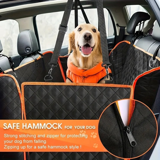Waterproof Dog Car Seat Cover Hammock with Side Flaps & Seat Belt Openings – Non-Slip Back Seat Protector 