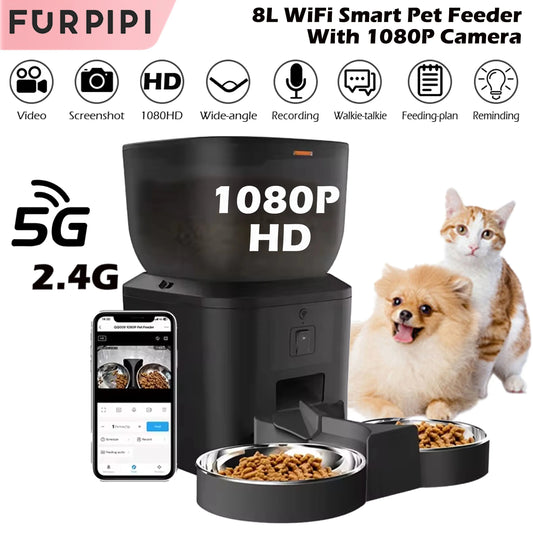 Smart Automatic Pet Feeder with 1080P HD Camera – 4L WiFi Food Dispenser for Cats & Dogs