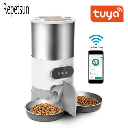 Smart Automatic Pet Feeder – 4.5L WiFi Food Dispenser with Voice Recording