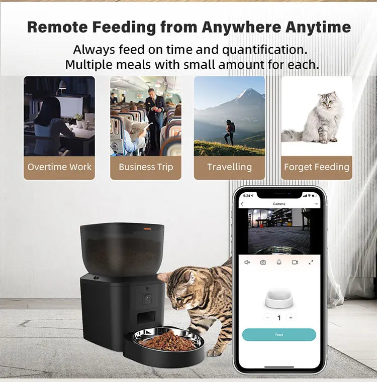 Smart Automatic Pet Feeder with 1080P HD Camera – 4L WiFi Food Dispenser for Cats & Dogs