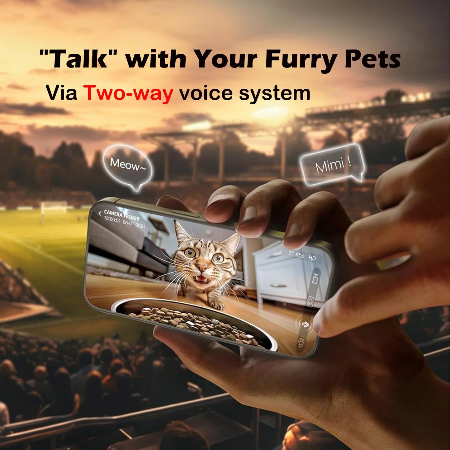 Smart Automatic Pet Feeder with 1080P HD Camera – 4L WiFi Food Dispenser for Cats & Dogs