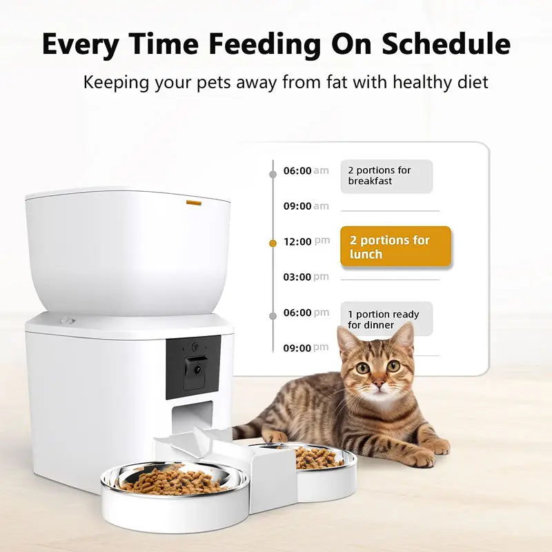 Smart Automatic Pet Feeder with 1080P HD Camera – 4L WiFi Food Dispenser for Cats & Dogs