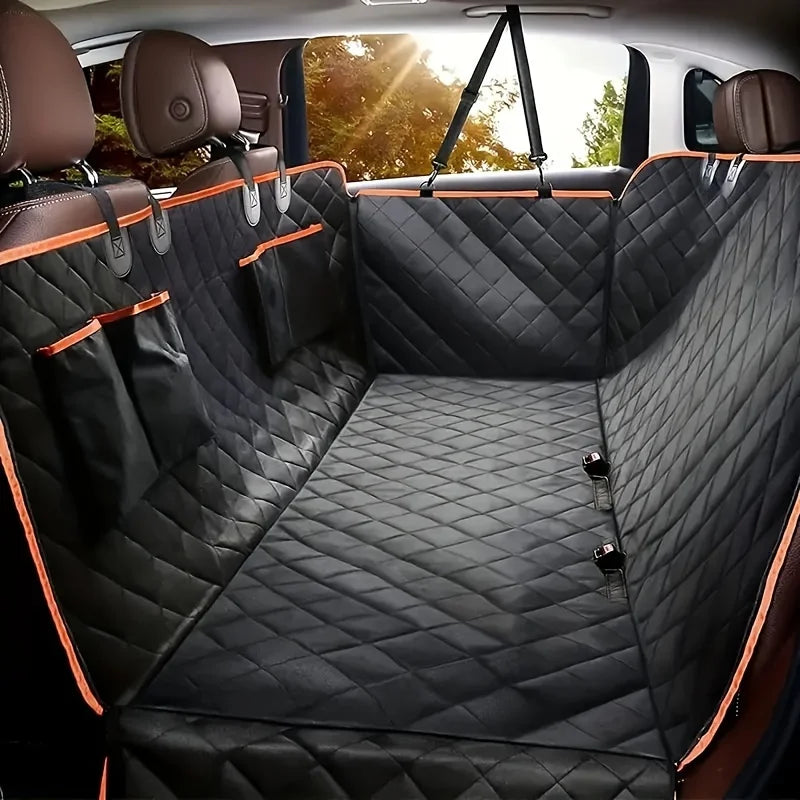 Waterproof Dog Car Seat Cover Hammock with Side Flaps & Seat Belt Openings – Non-Slip Back Seat Protector 